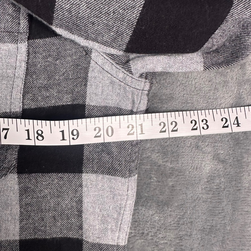 NWT Sonoma Mens Heavyweight Overshirt Black Grey Plaid Flannel Shirt S - Picture 7 of 9